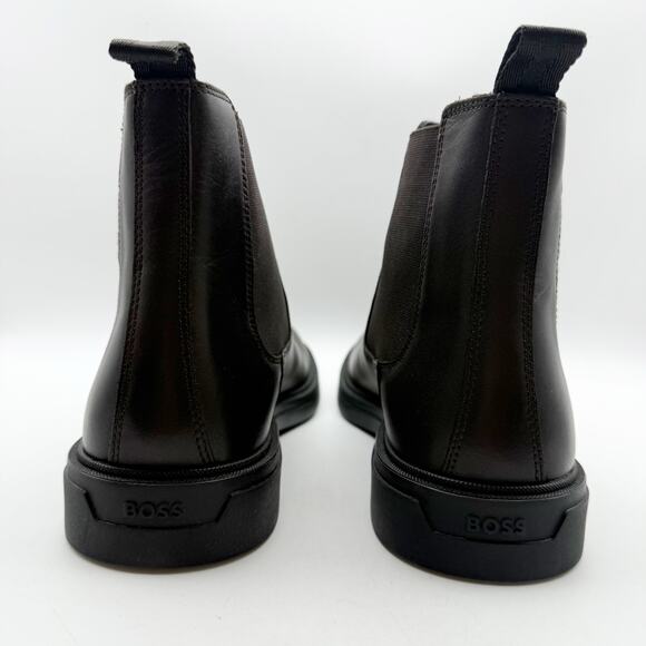 Boss Mens Calev Chelsea Ankle Boots EU 40 US 7 Dark Brown Leather NWOB - Picture 9 of 12